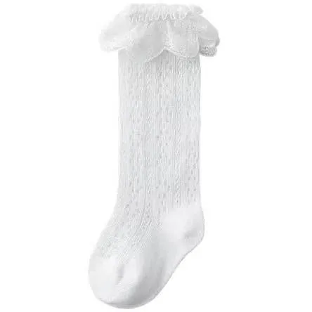 $7.50 EA - 0-12M X 4, 12-36M X 4 - Baby & Toddler Lace Looking Knee High Socks - White