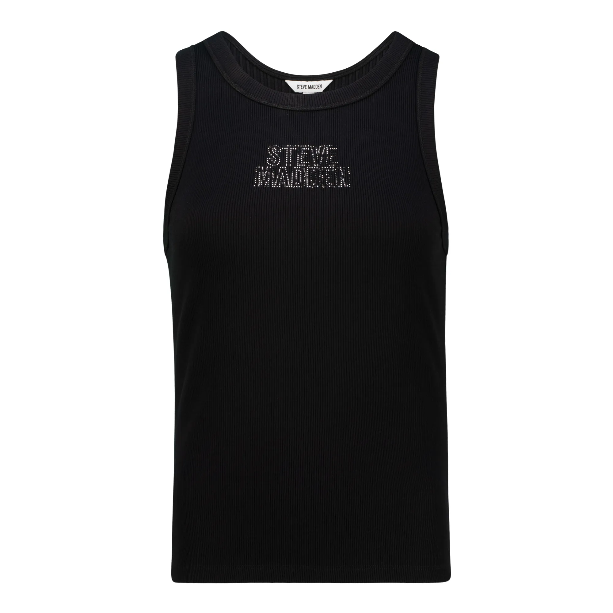 AALIYAH BLACK SPARKLE LOGO TANK