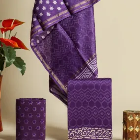 Appealing Hand Block Print Chanderi Silk Suit Set (CHA94)