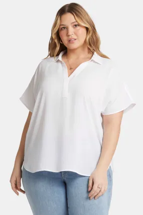 Becky Short Sleeved Blouse In Plus Size - Optic White