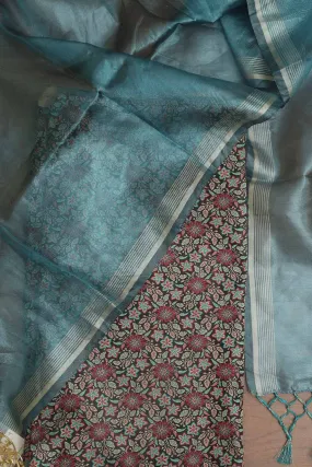 Black Banarasi Silk Tanchui Jamawar Suit With Banarasi Plain Tissue Dupatta