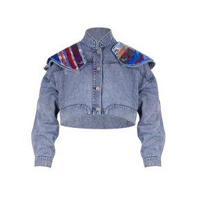 【BOMBER】Red-White-Blue Satin Eco-Denim Jean Jacket (紅白藍)