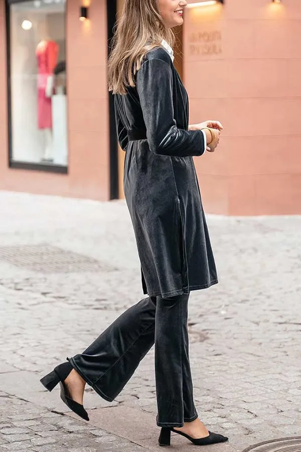 Bring Me Joy Velvet Kimono Flare Pants Suit