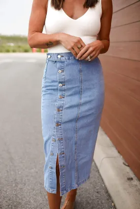 Button Down Denim Skirt