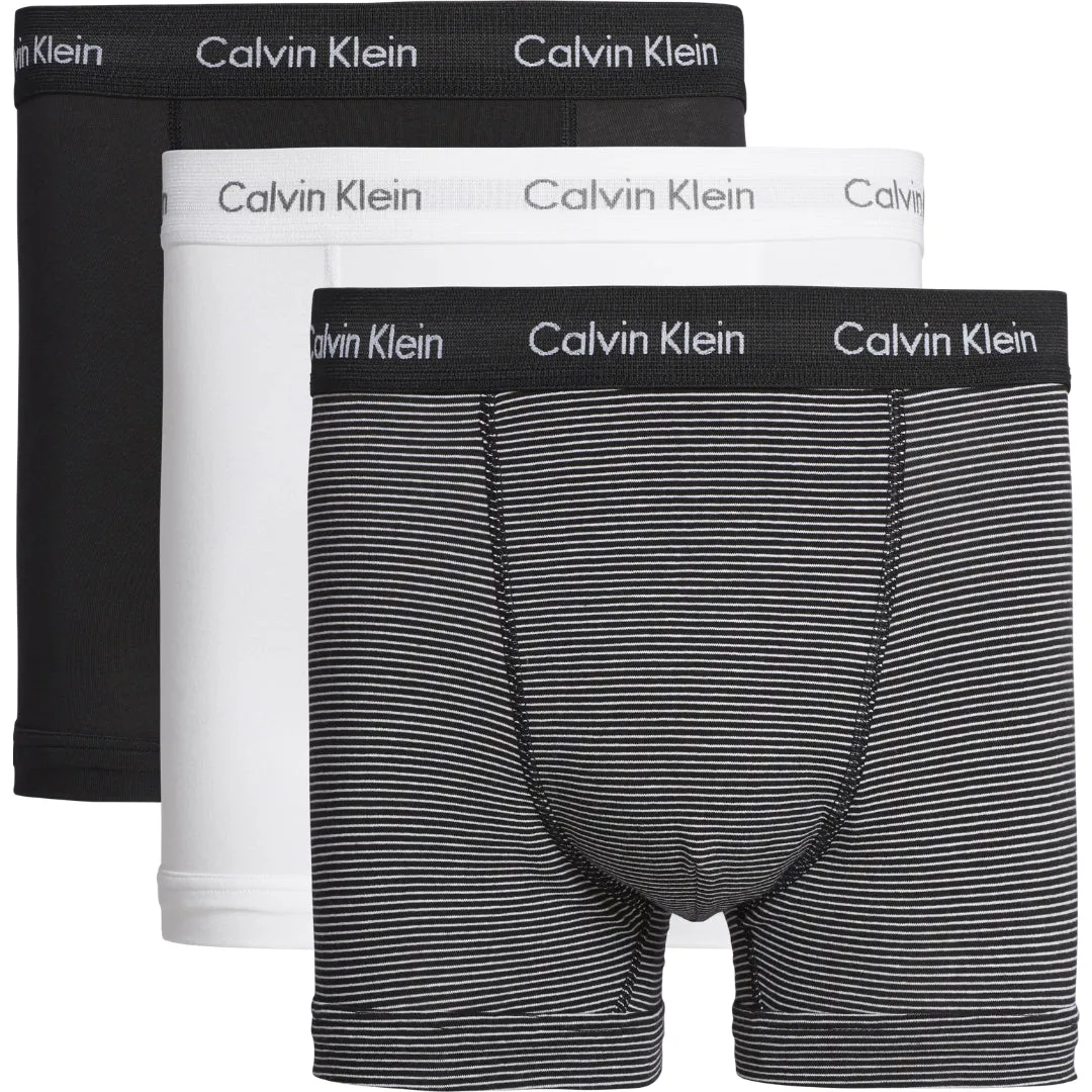 Calvin Klein Stretch Boxer Shorts/ Trunks (3-Pack) - White/ B&W Stripe/ Black