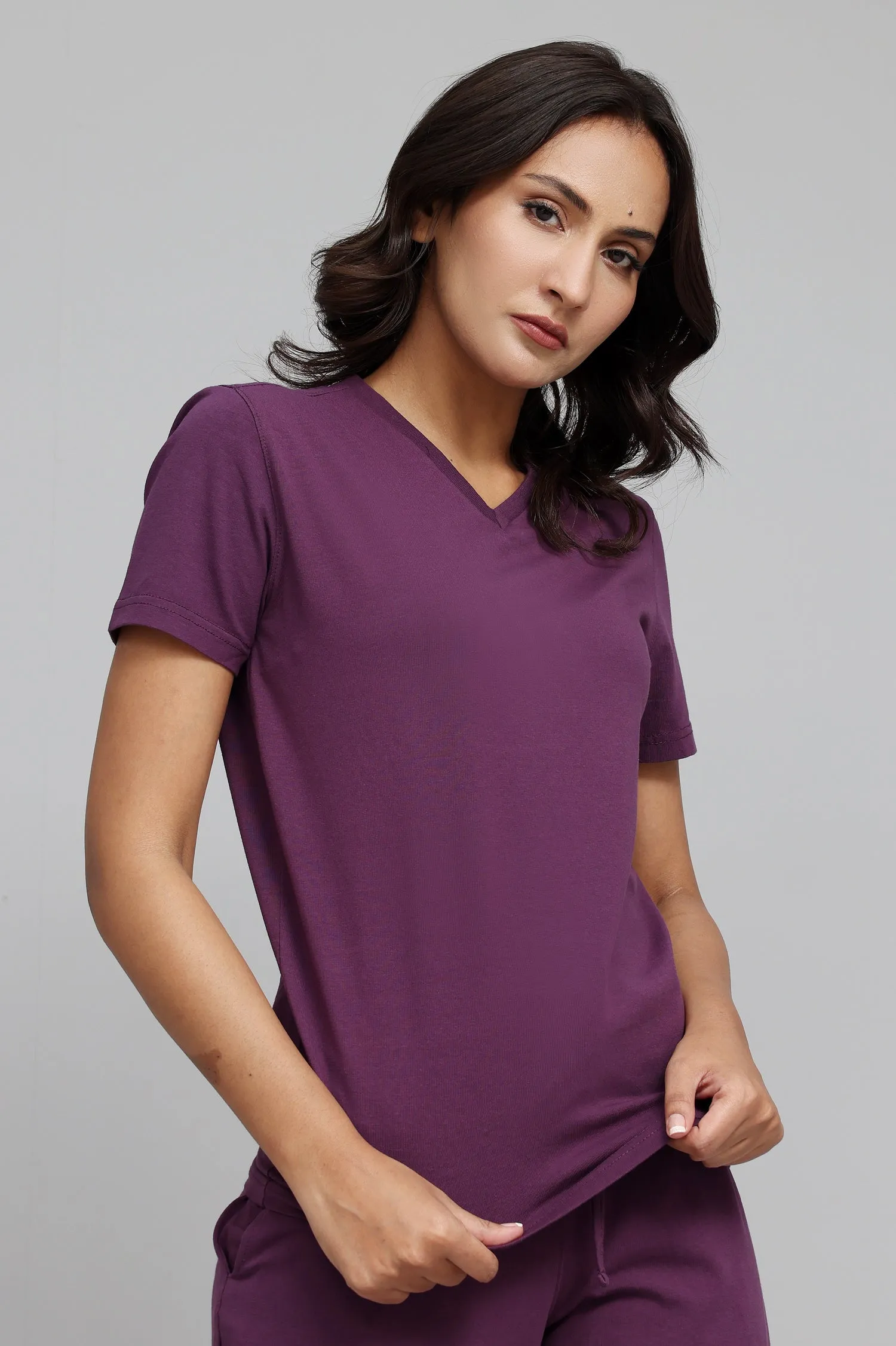 CLASSIC V-NECK TEE-PURPLE