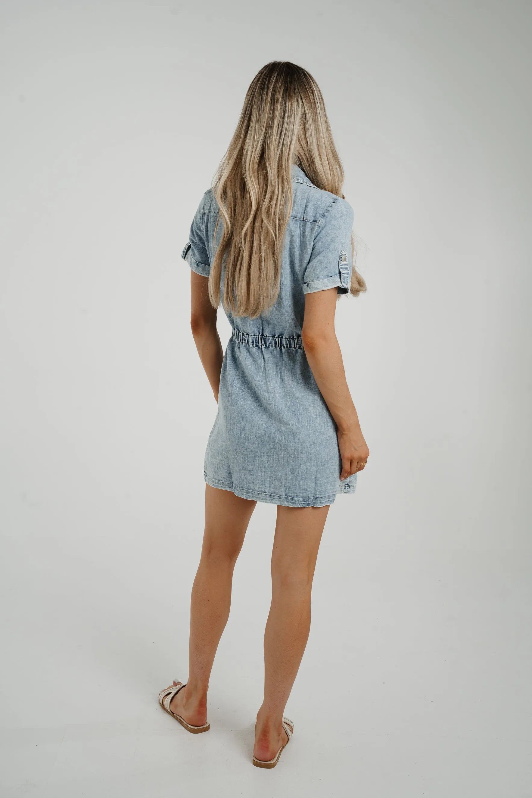 Cora Denim T-Shirt Dress In Mid Wash