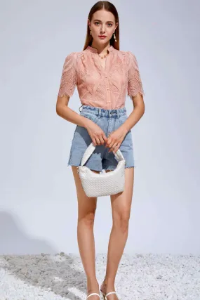 Ella lace Blouse - Salmon Pink