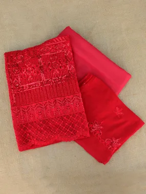 Erum Red Georgette Embroidered Pakistani Suit