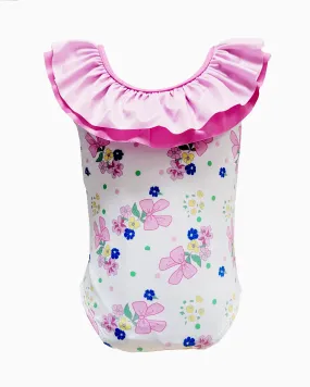 Girl's "Flower Bouquet" Print Swimsuit