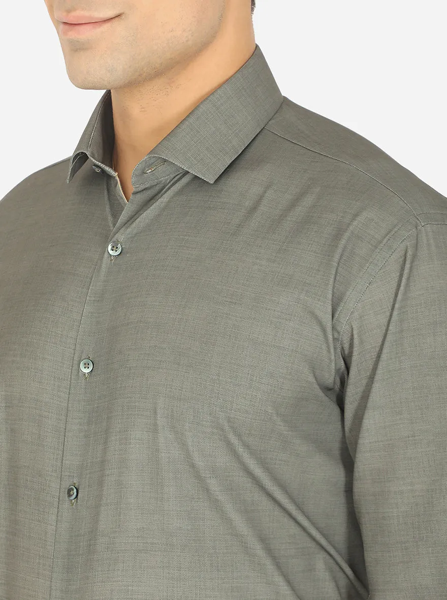 Grey Solid Slim Fit Party Wear Shirt | JB Studio