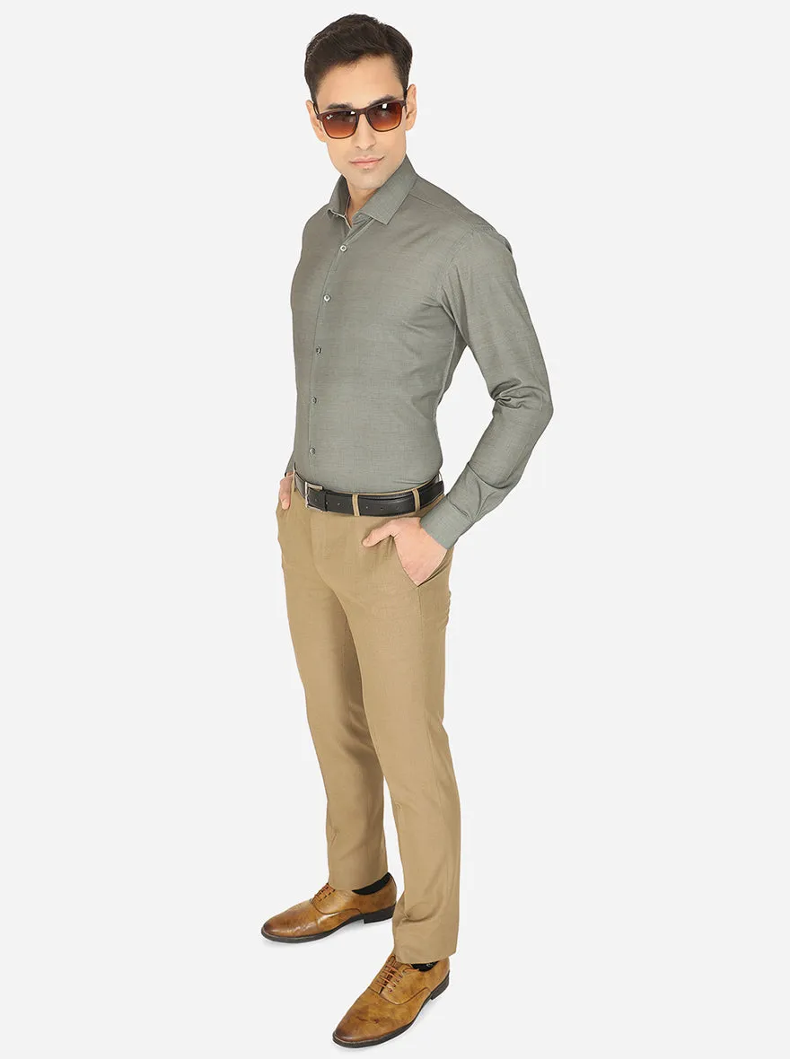 Grey Solid Slim Fit Party Wear Shirt | JB Studio