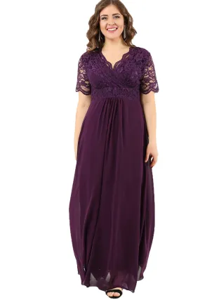 Guipure Chiffon Plus Size Evening Dress DD793