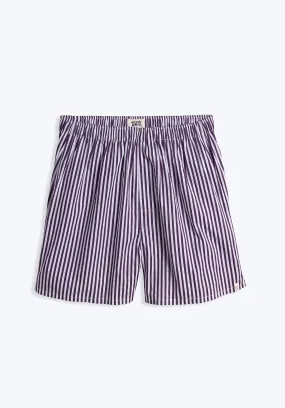 Gus Boxer in Purple Sateen Stripe