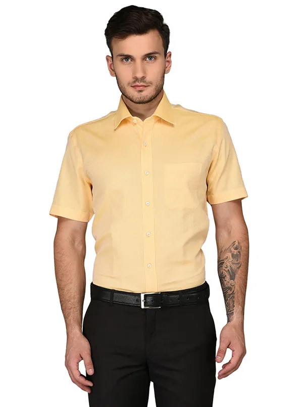 JadeBlue Light Yellow Regular Fit Formal Shirt