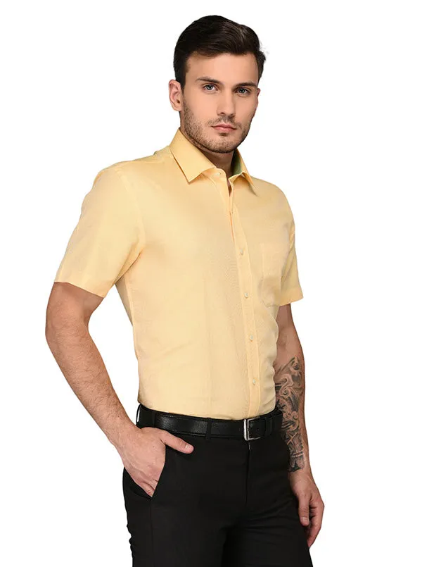 JadeBlue Light Yellow Regular Fit Formal Shirt