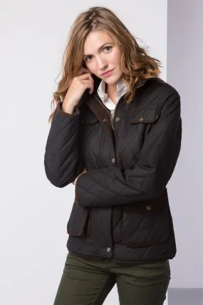 Ladies Diamond Quilted Wax Jacket