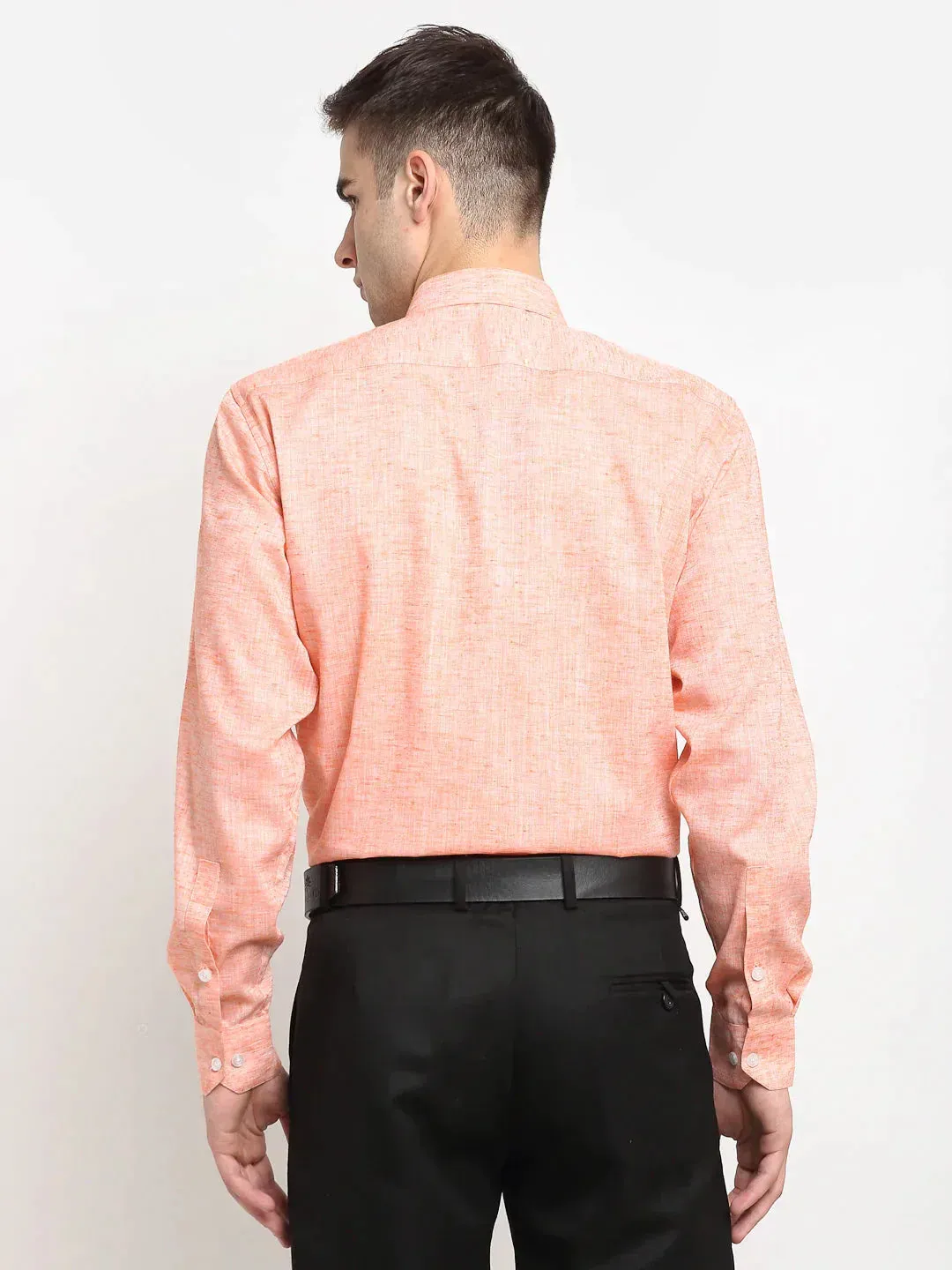 Men's Orange Solid Cotton Formal Shirt - Taantav