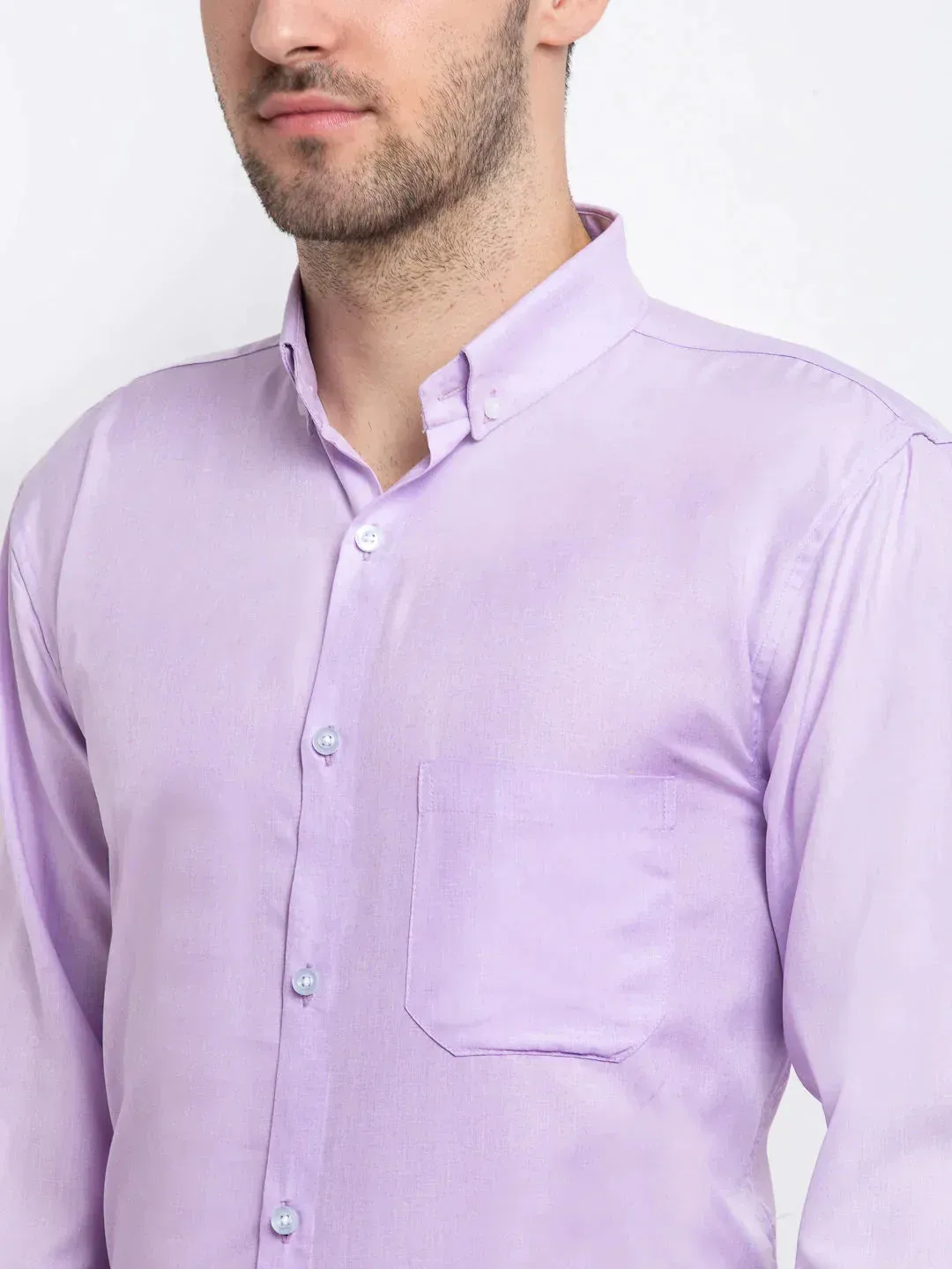 Men's Purple Button Down Collar Cotton Formal Shirt - Taantav