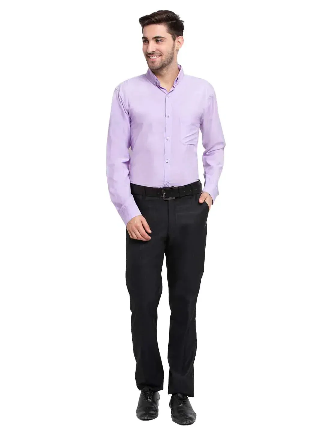 Men's Purple Button Down Collar Cotton Formal Shirt - Taantav