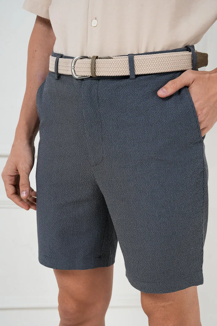 Moon Grey Seersucker Checks Chino Shorts