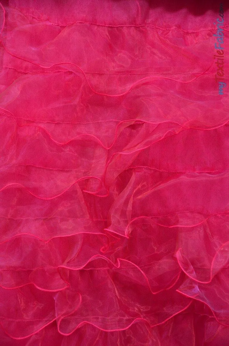 Organza Ruffled Mesh Fabric | Layered Ruffle Mesh Fabric | 57" Wide | Multiple Colors |