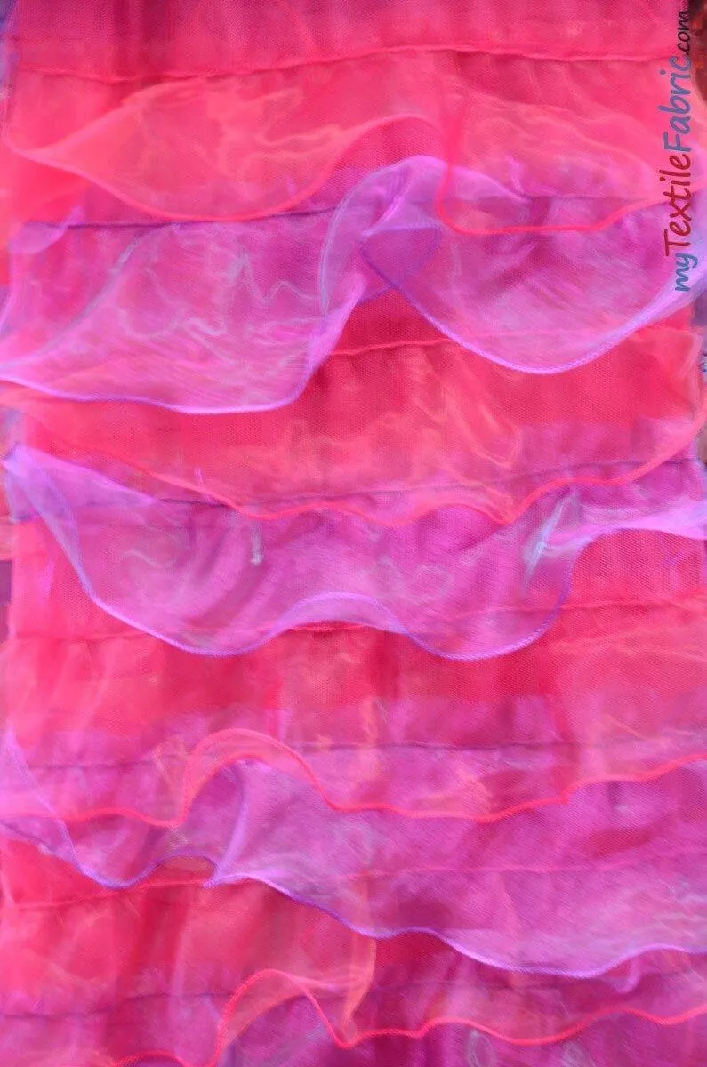 Organza Ruffled Mesh Fabric | Layered Ruffle Mesh Fabric | 57" Wide | Multiple Colors |