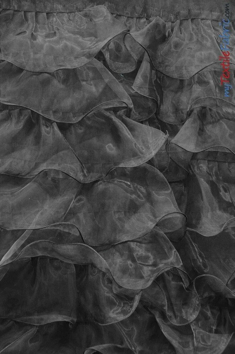 Organza Ruffled Mesh Fabric | Layered Ruffle Mesh Fabric | 57" Wide | Multiple Colors |