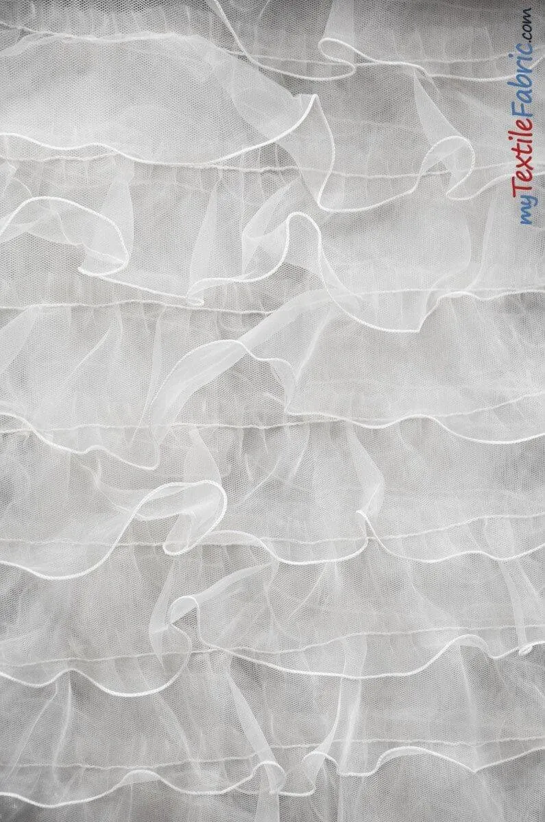 Organza Ruffled Mesh Fabric | Layered Ruffle Mesh Fabric | 57" Wide | Multiple Colors |