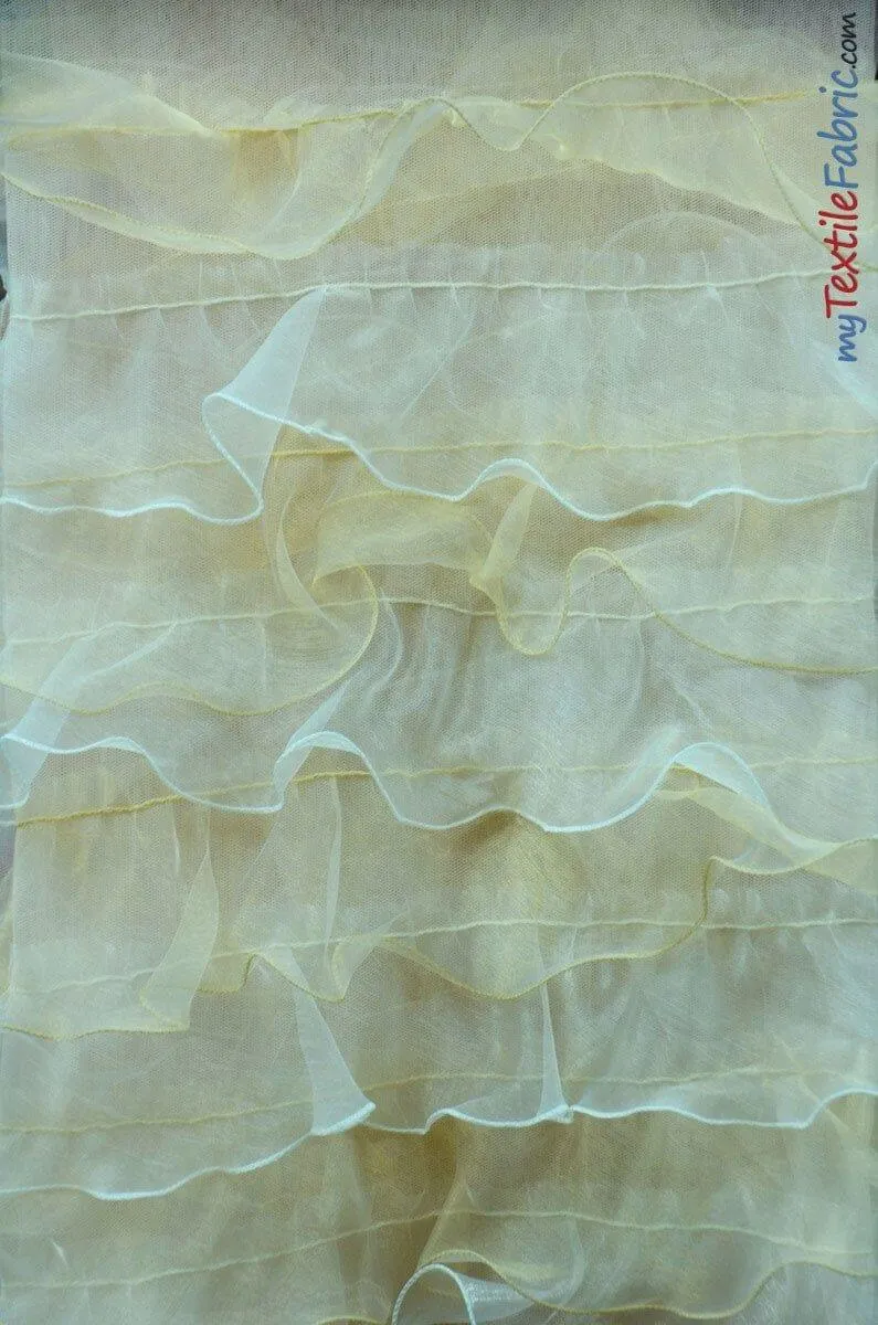 Organza Ruffled Mesh Fabric | Layered Ruffle Mesh Fabric | 57" Wide | Multiple Colors |