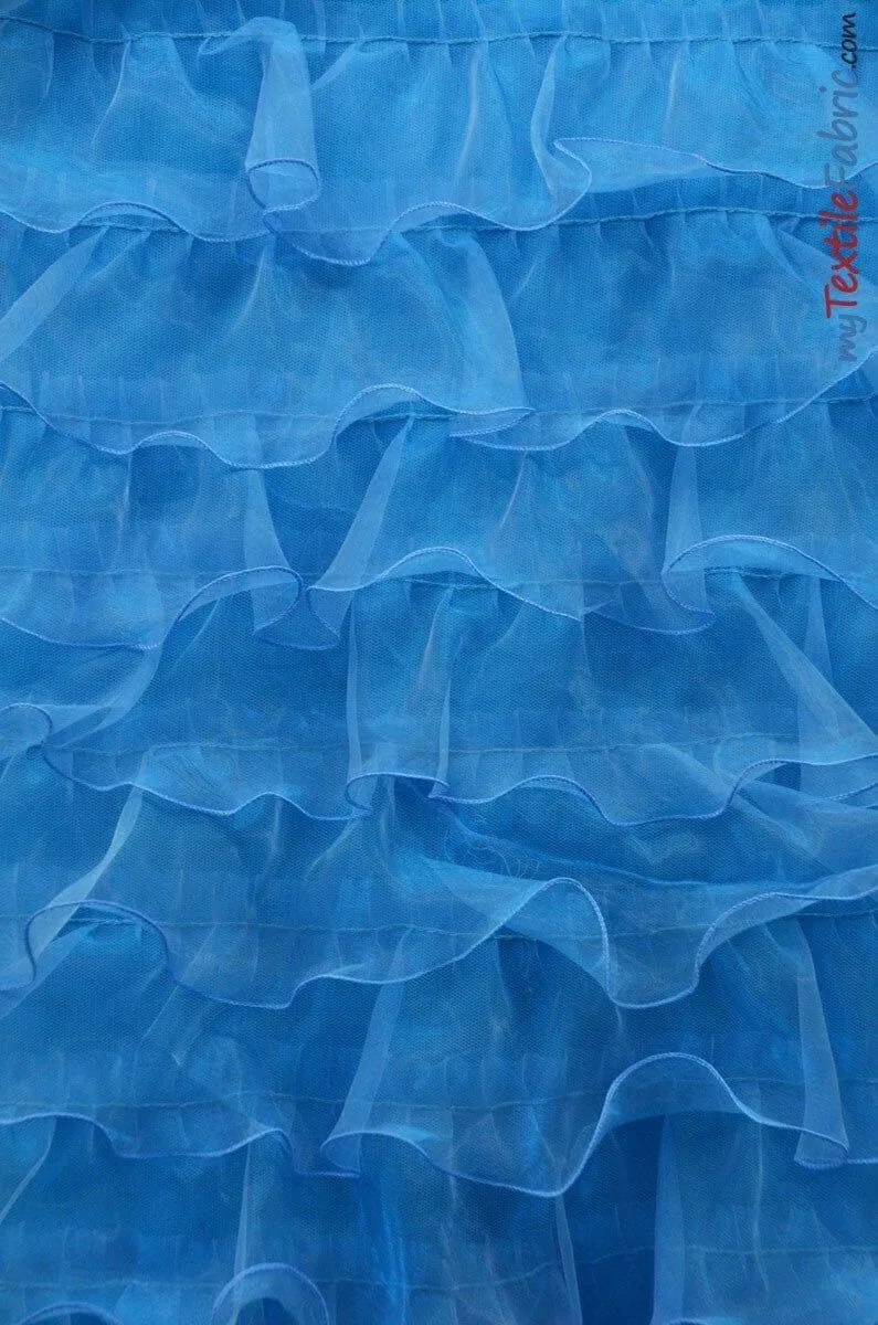 Organza Ruffled Mesh Fabric | Layered Ruffle Mesh Fabric | 57" Wide | Multiple Colors |