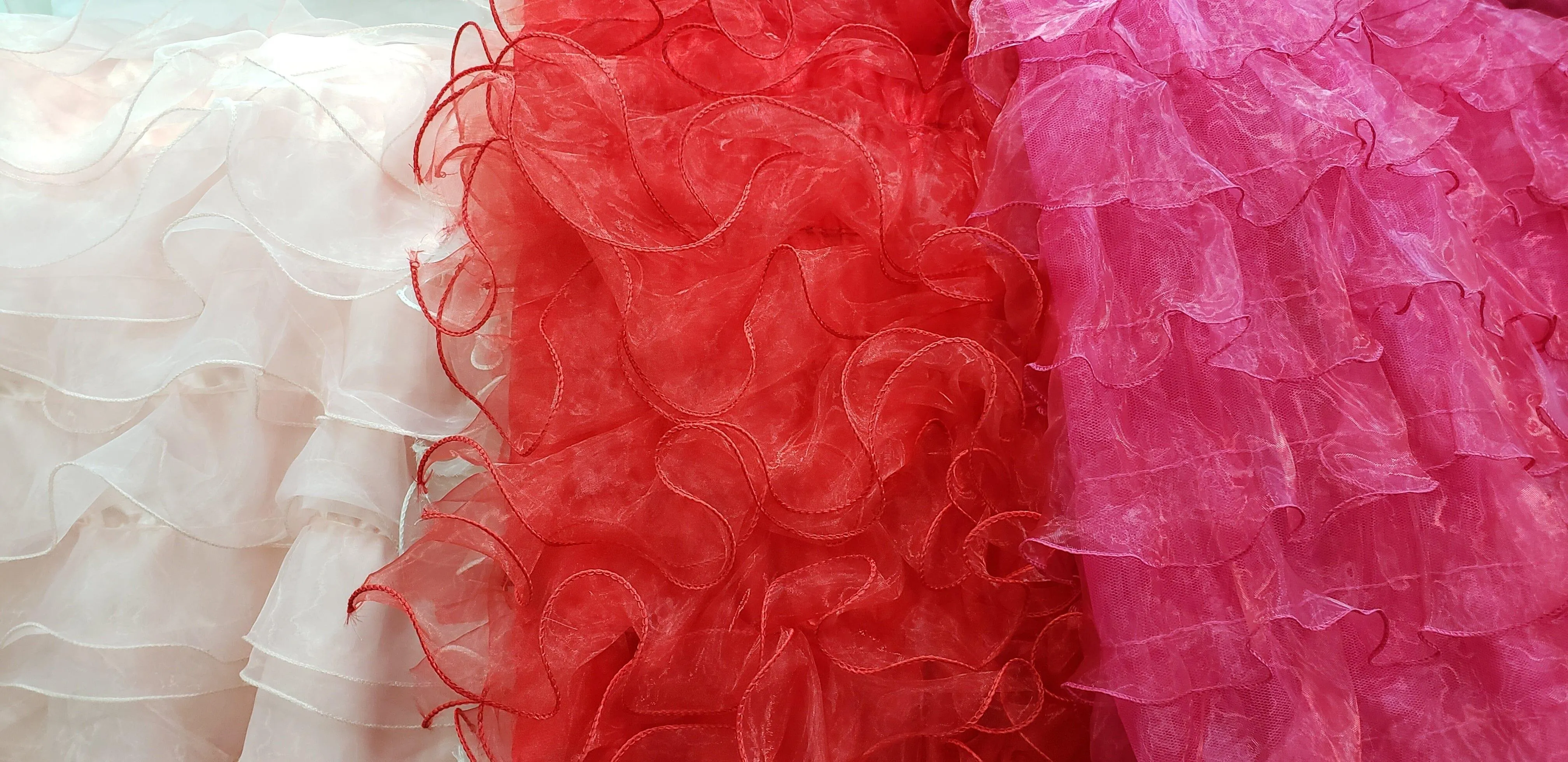 Organza Ruffled Mesh Fabric | Layered Ruffle Mesh Fabric | 57" Wide | Multiple Colors |