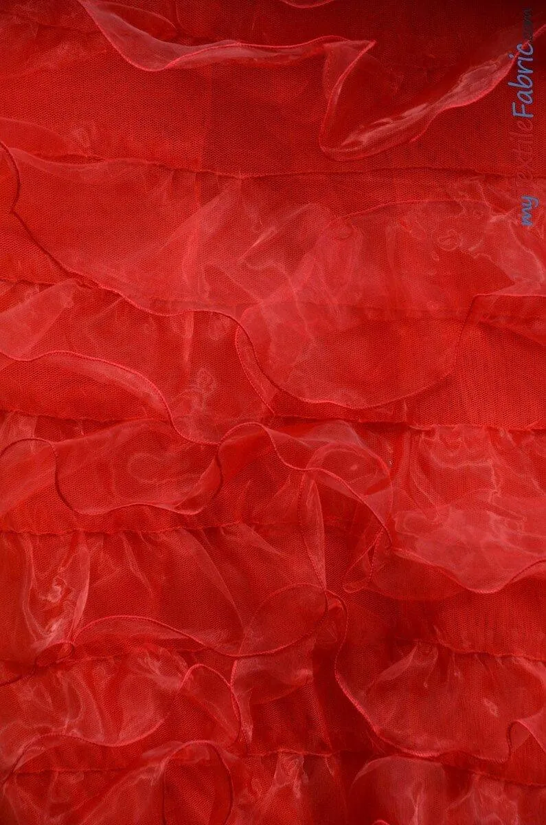 Organza Ruffled Mesh Fabric | Layered Ruffle Mesh Fabric | 57" Wide | Multiple Colors |