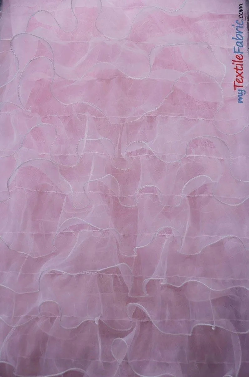 Organza Ruffled Mesh Fabric | Layered Ruffle Mesh Fabric | 57" Wide | Multiple Colors |