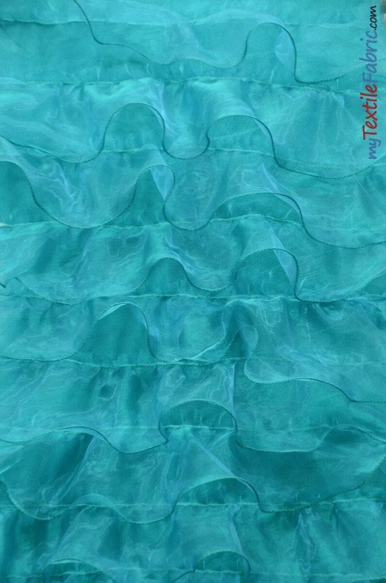 Organza Ruffled Mesh Fabric | Layered Ruffle Mesh Fabric | 57" Wide | Multiple Colors |