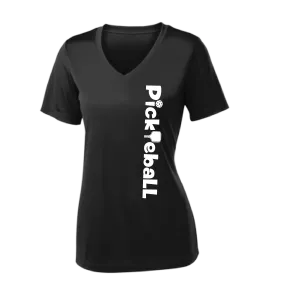 Pickleball Horizontal (Customizable) | Women's Short Sleeve V-Neck Pickleball Shirts | 100% Polyester