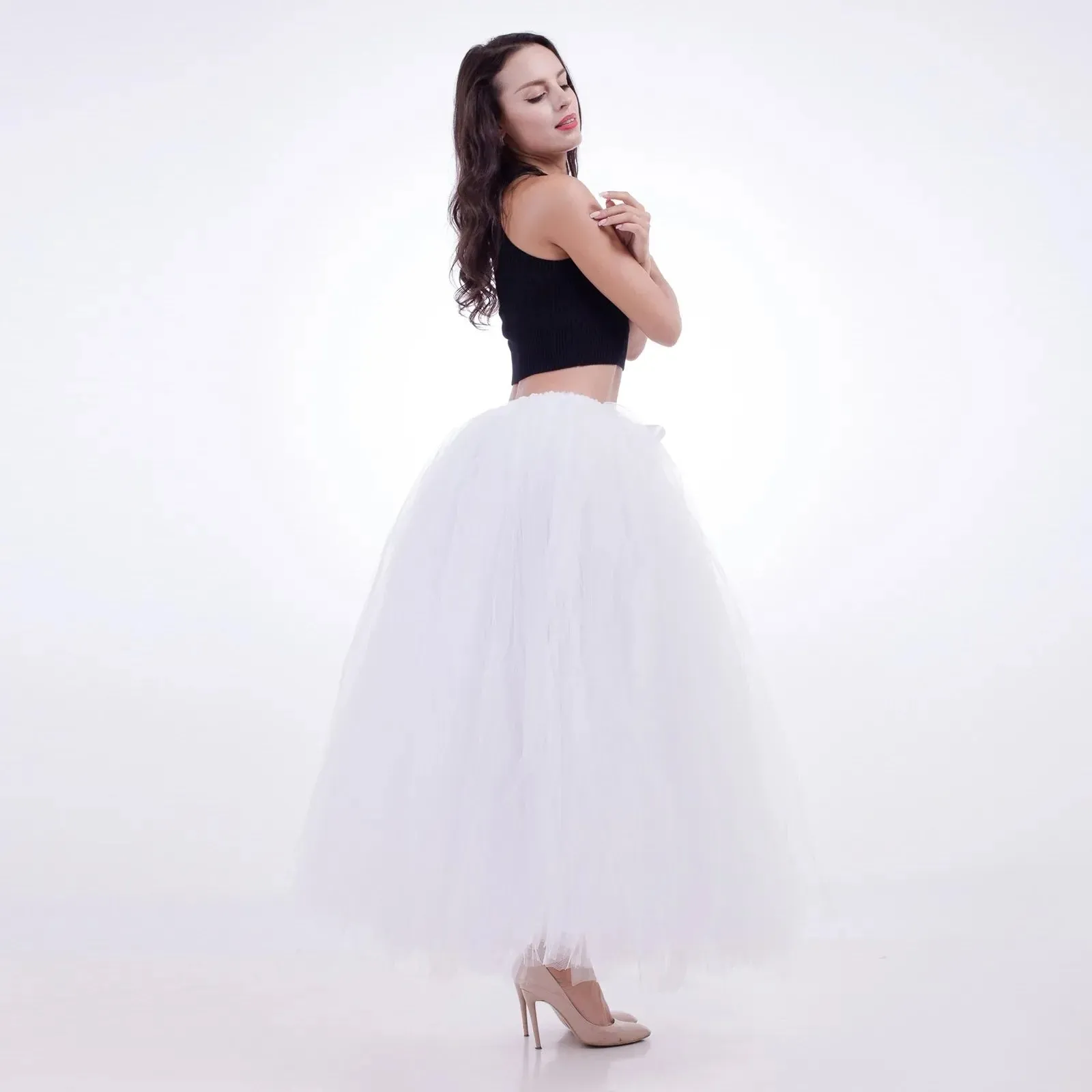 Pink Mesh Tulle Sweet Multi-Layer Ladies Wedding Prom Fluffy Dreamy Skirt