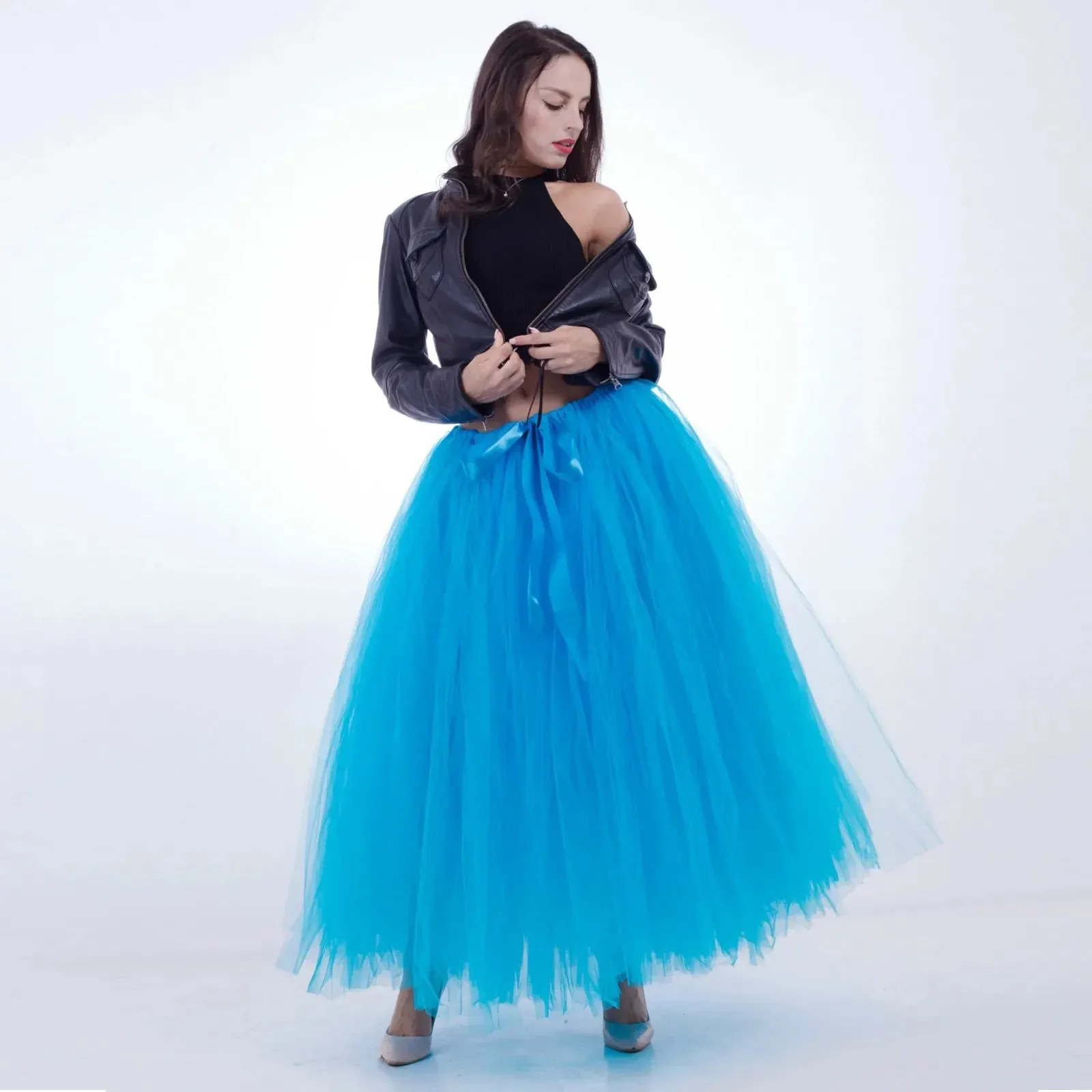 Pink Mesh Tulle Sweet Multi-Layer Ladies Wedding Prom Fluffy Dreamy Skirt