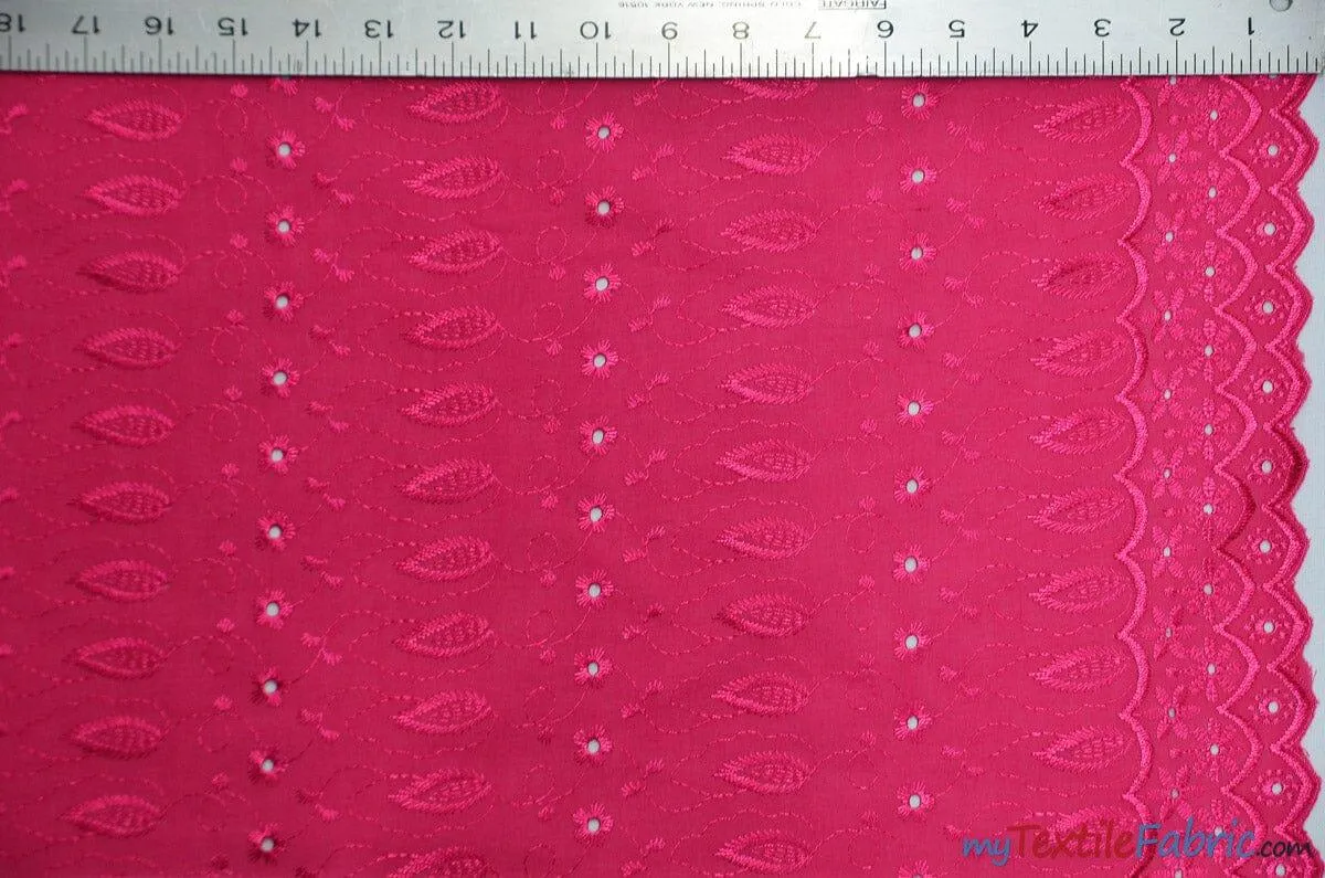 Polyester Cotton Eyelet Embroidery | Double Sided Border | 45" Wide | Multiple Colors |