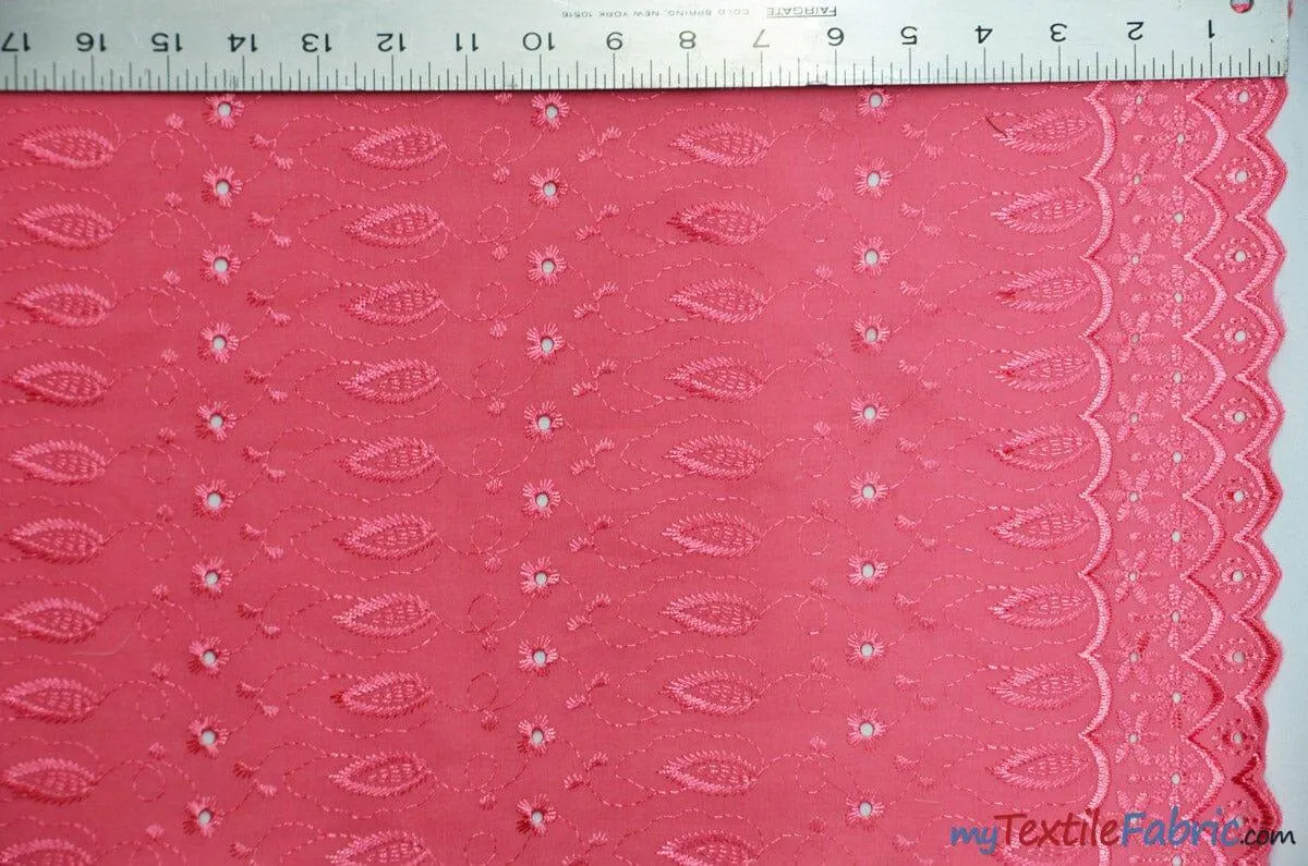 Polyester Cotton Eyelet Embroidery | Double Sided Border | 45" Wide | Multiple Colors |