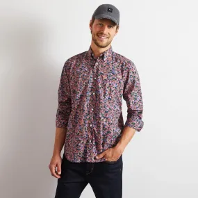 Poplin Shirt with a Floral Motif