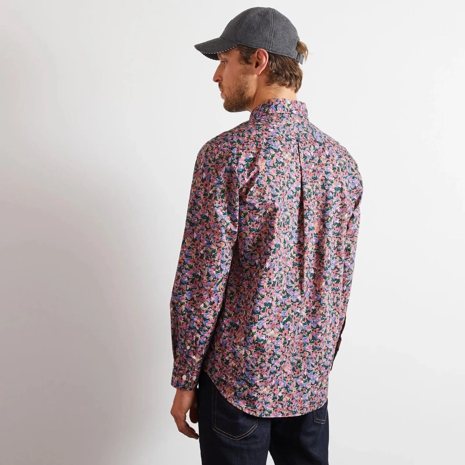 Poplin Shirt with a Floral Motif