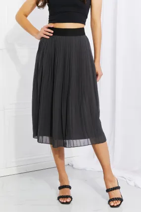 Romantic At Heart Pleated Chiffon Midi Skirt in Dark Grey